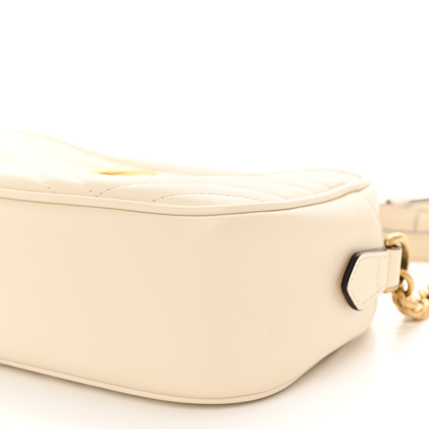 Gucci Calfskin Matelasse Small GG Marmont Chain Shoulder Bag White 10 of 10
