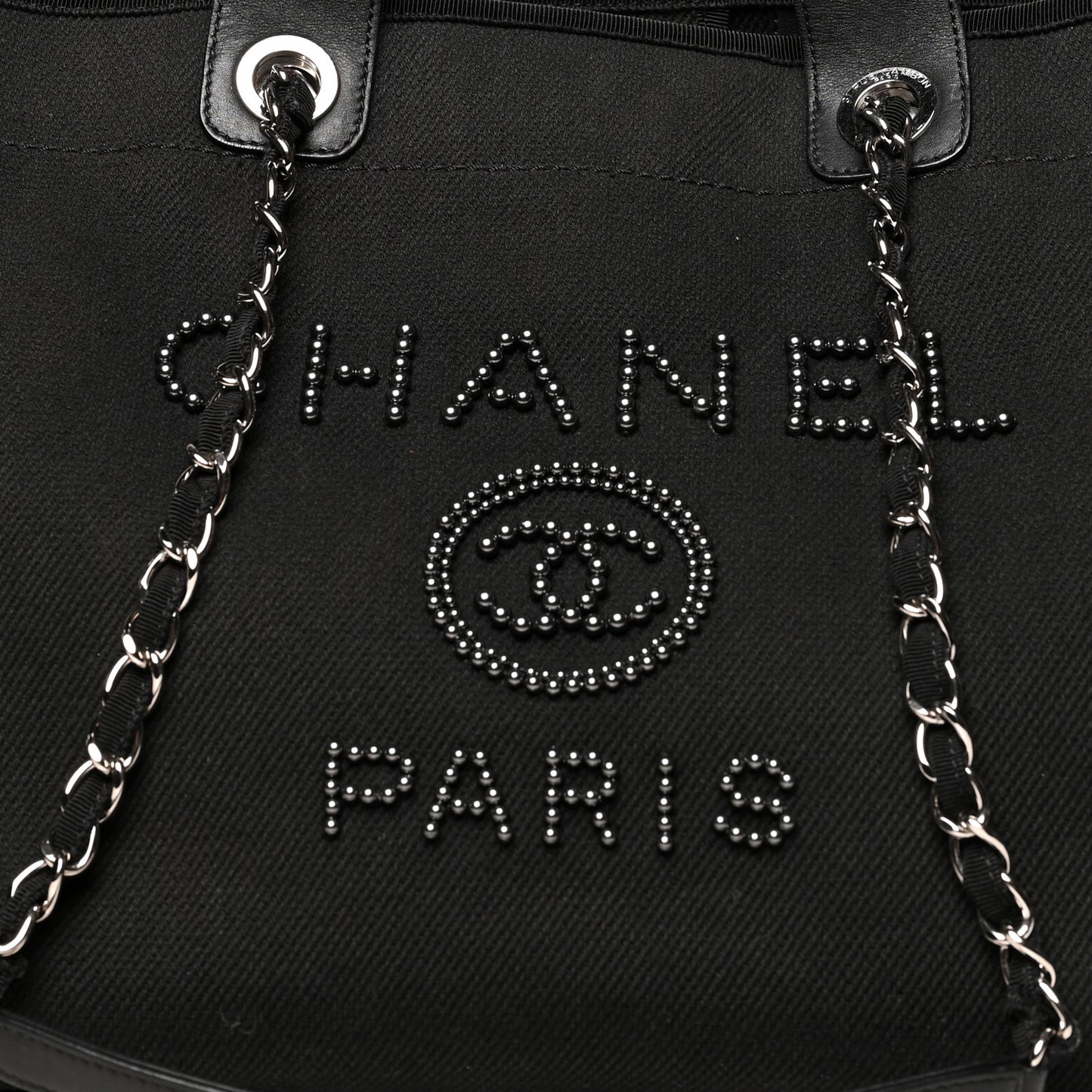 Canvas Pearl Medium Deauville Tote Black