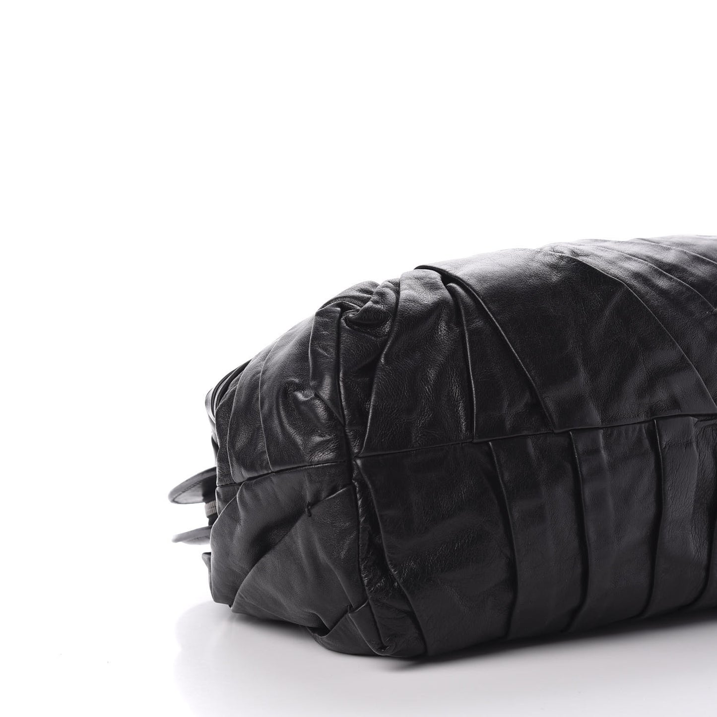 Lambskin Pleated Frame Tote Black