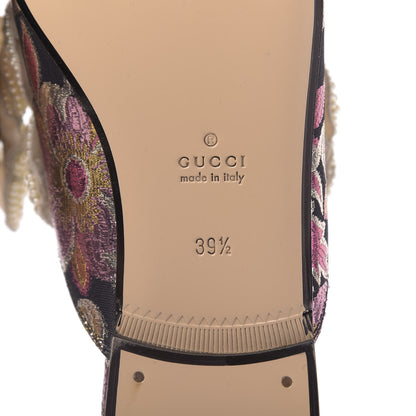 Gucci Iridescent Brocade Pearl Bow Womens Princetown Slippers 39.5 Black Pink 7 of 9