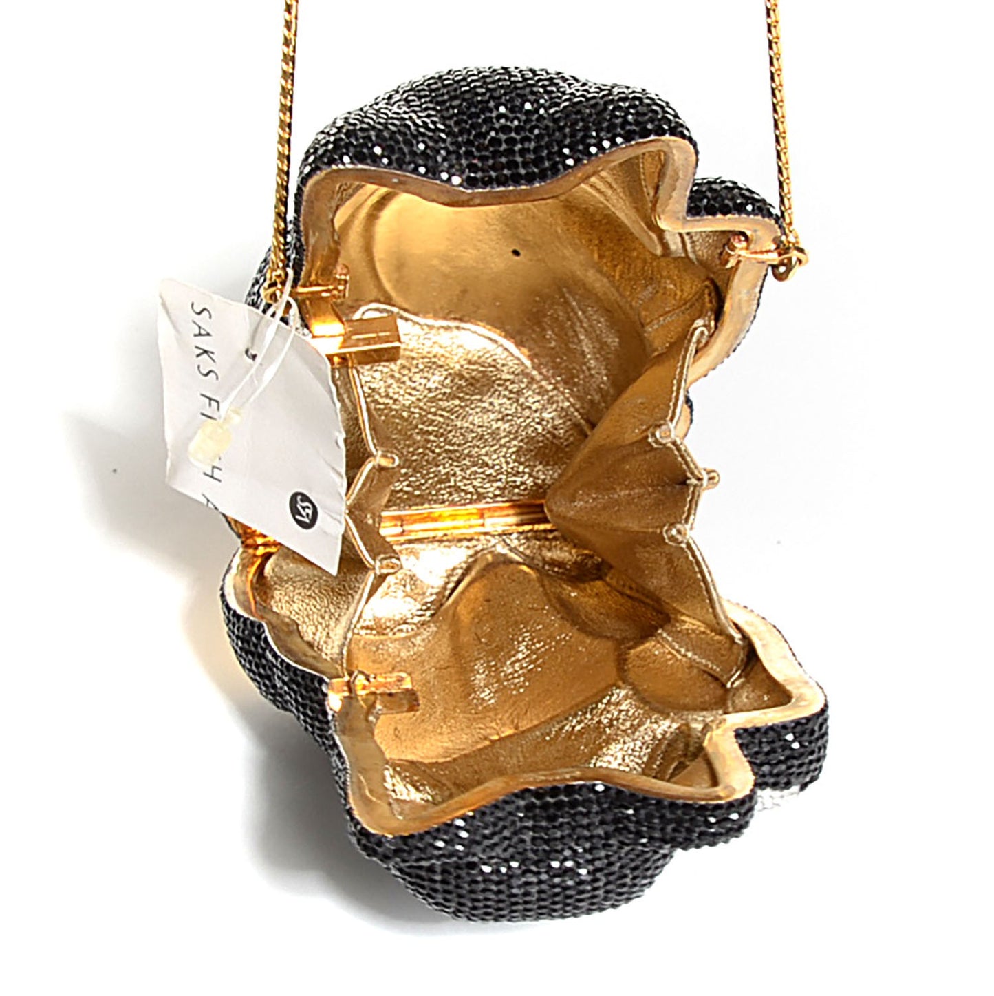 Swarovski Crystal Cat Minaudiere Clutch Black Silver
