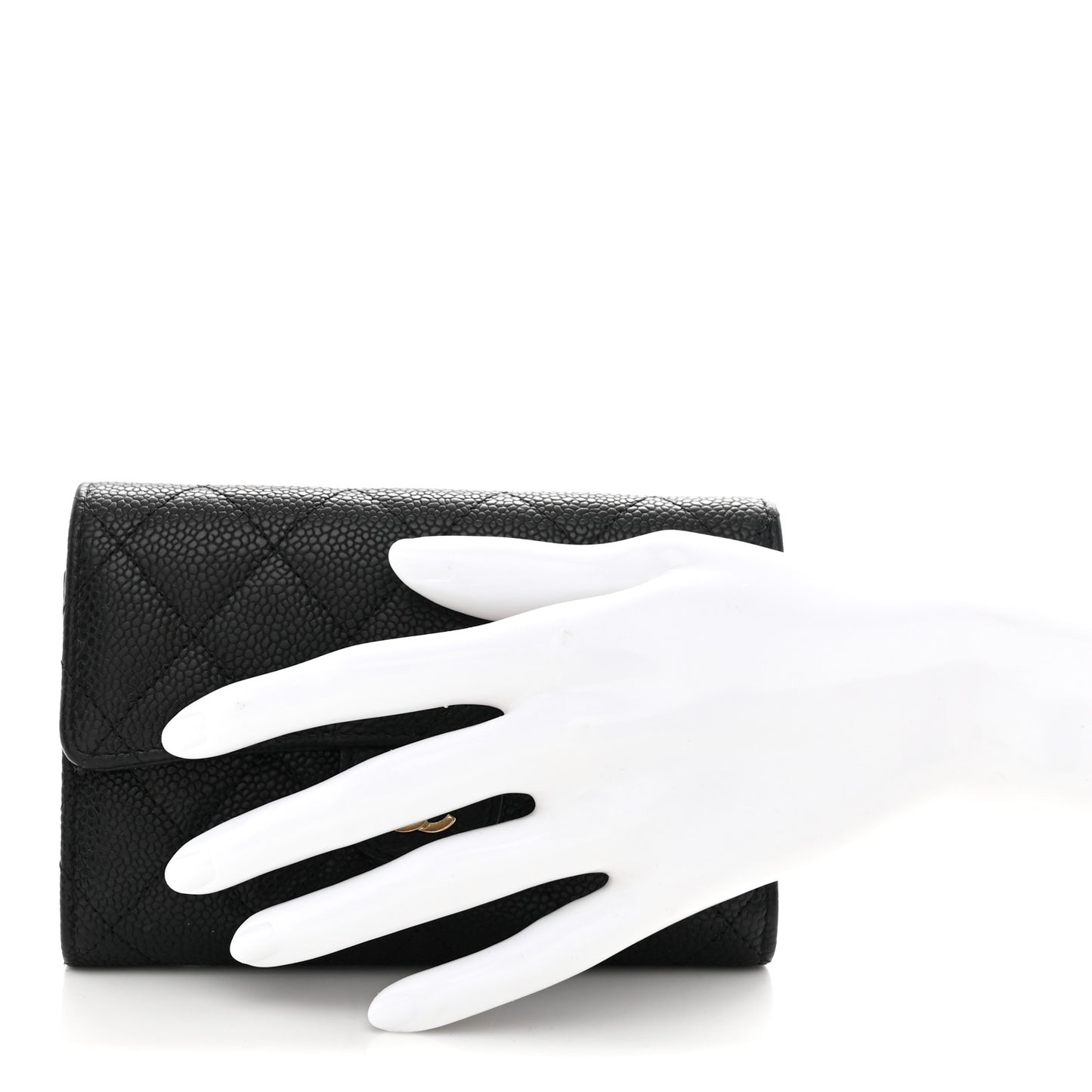 Caviar Quilted Medium Flap Wallet Black