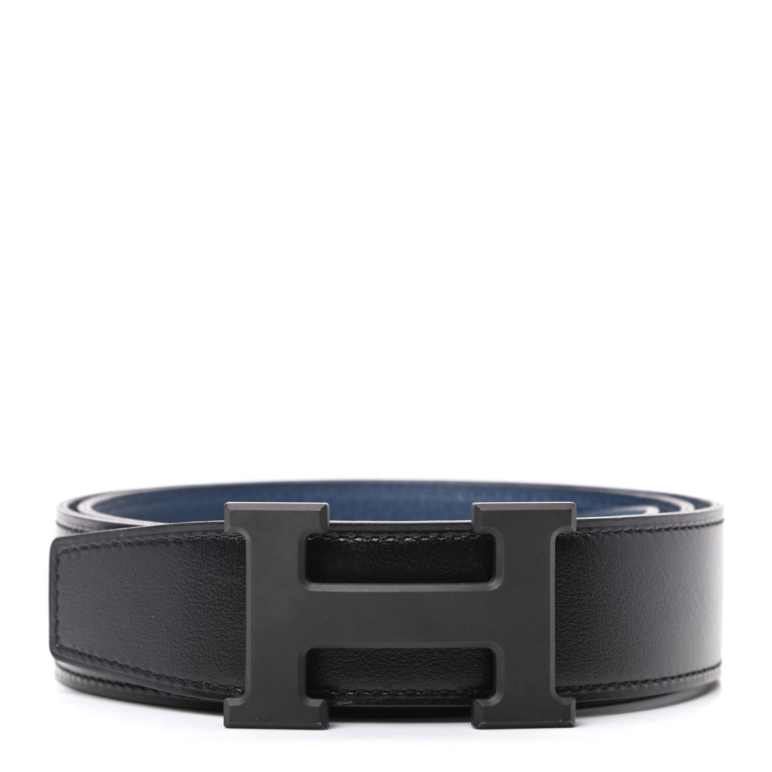 Hermes Box Togo 32mm Matte H Belt 80 Black Bleu De Prusse 1 of 5