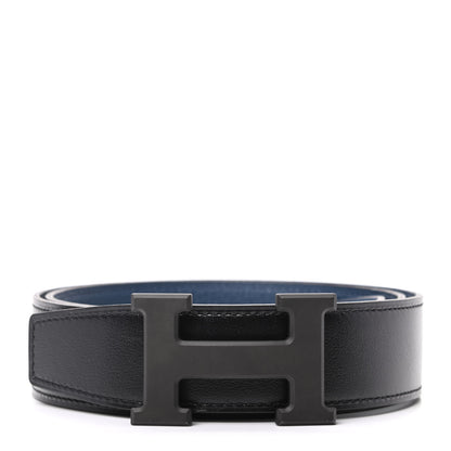Hermes Box Togo 32mm Matte H Belt 80 Black Bleu De Prusse 1 of 5