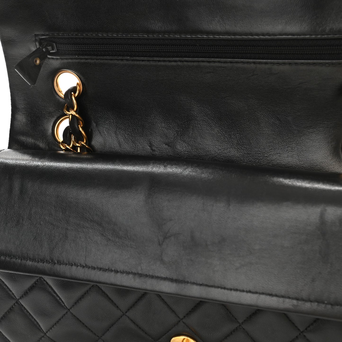 Lambskin Quilted Medium Double Flap Black