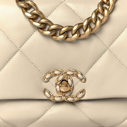 Chanel Lambskin Quilted Medium Chanel 19 Flap Light Beige 15 of 18