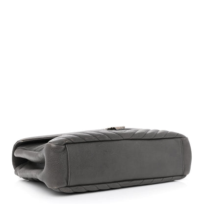 Saint Laurent Sheepskin Matelasse Chevron Monogram Large College Satchel Dark Anthracite 4 of 14
