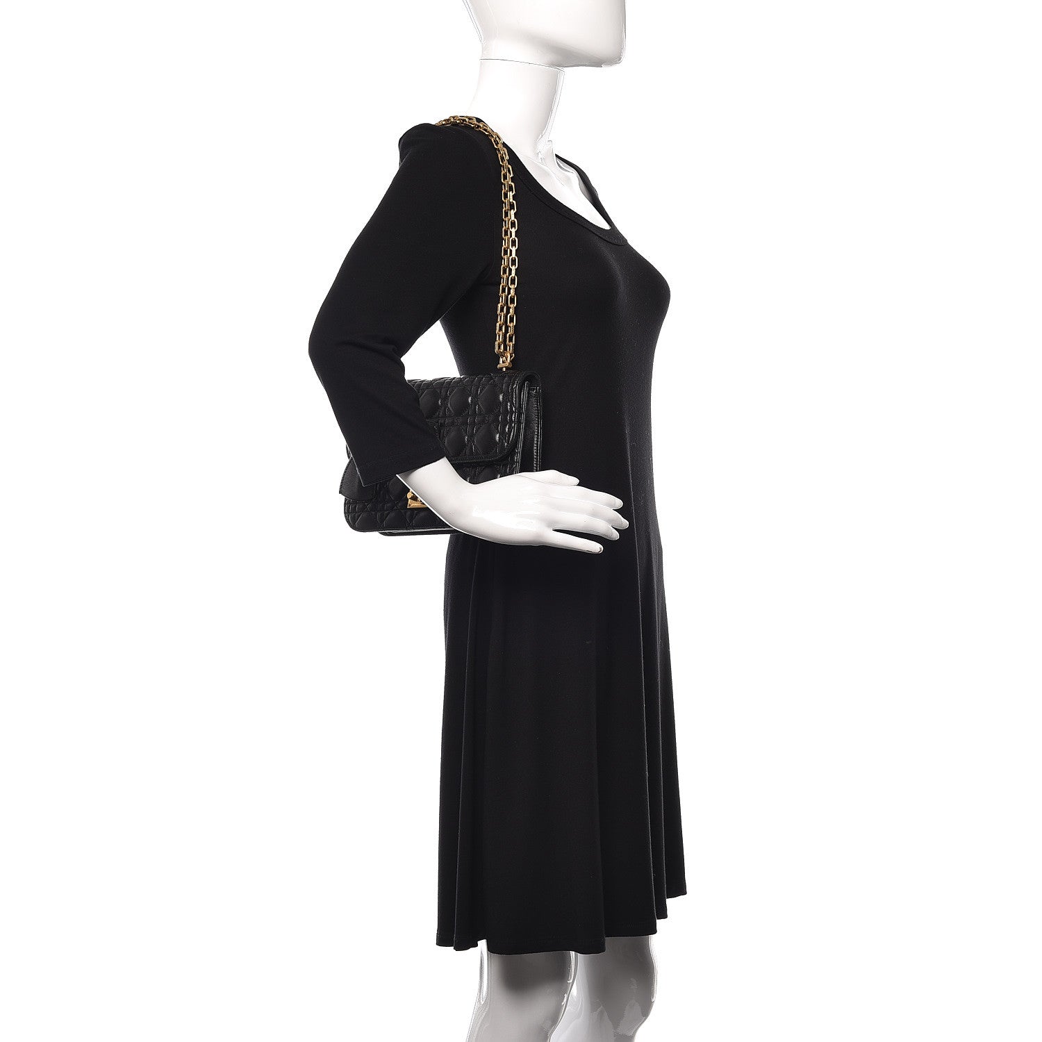 Christian Dior Lambskin Cannage Large Dioraddict Flap Bag Black 2 of 10