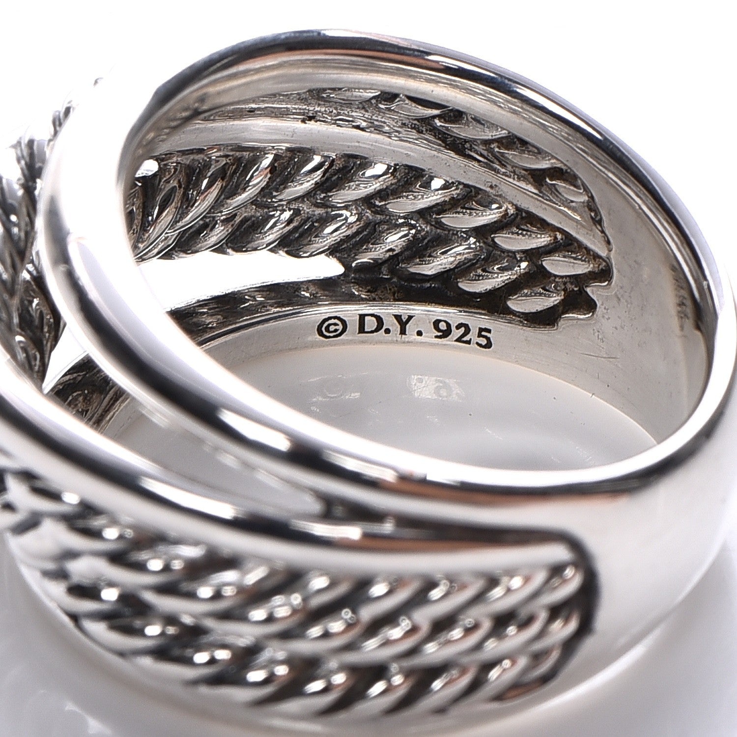 David Yurman Sterling Silver 15mm Narrow Crossover Cable Ring 57 8 4 of 5