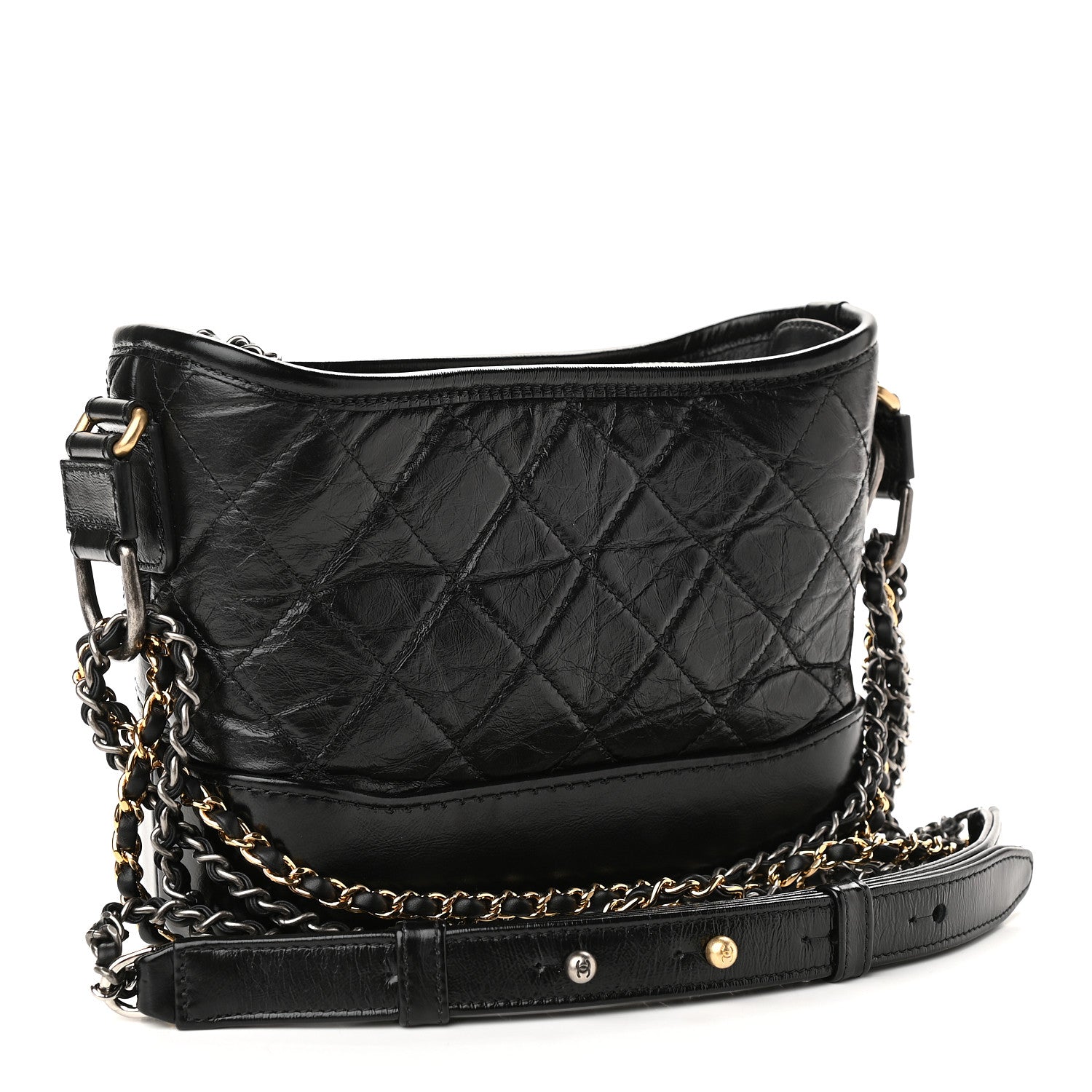 Chanel Aged Calfskin Quilted Small Gabrielle Hobo Black 3 of 10