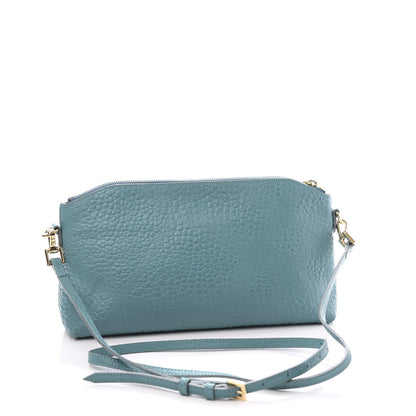 Burberry Signature Grain Calfskin Check Embossed Small Chichester Crossbody Clutch Bag Aqua Green 2 of 10