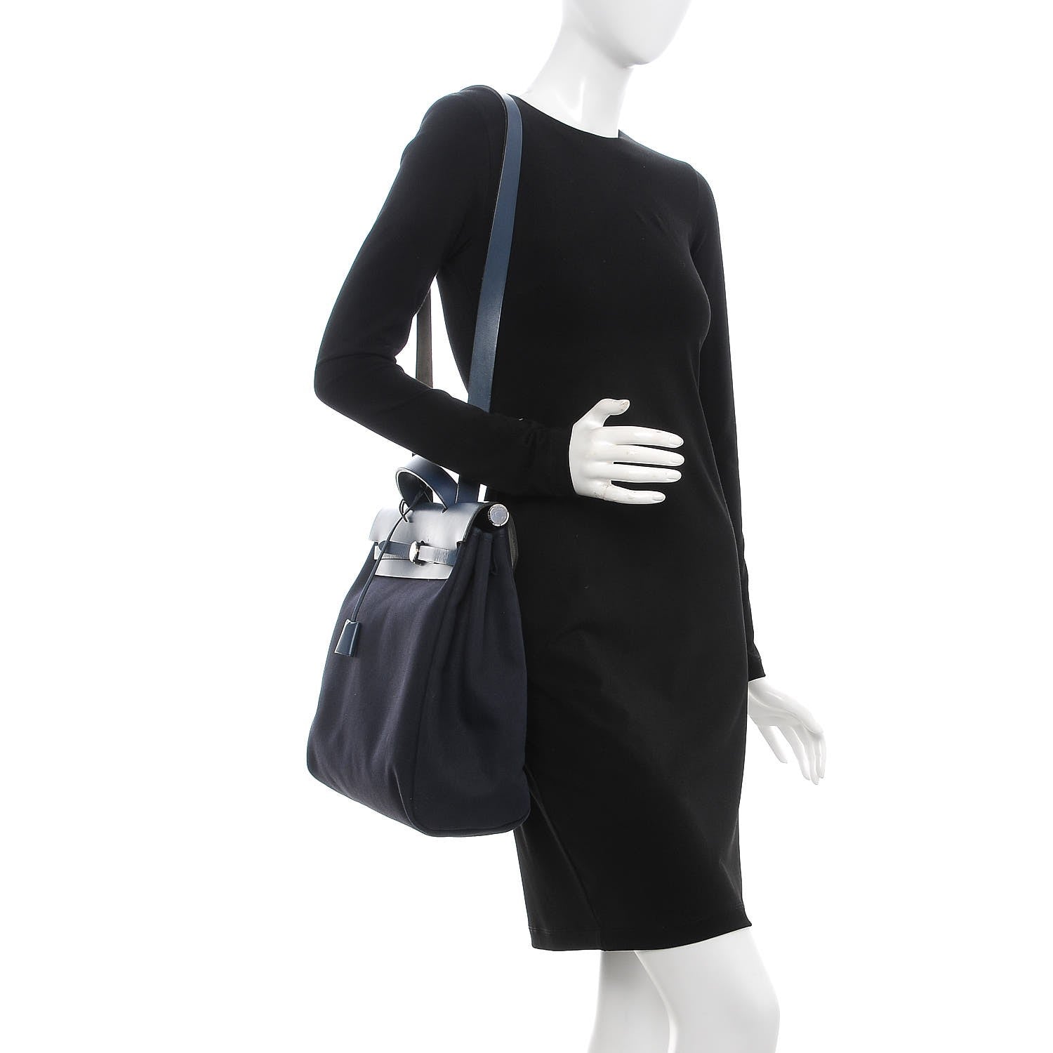 Hermes Toile Vache Calfskin Herbag 39 GM Bleu 2 of 12