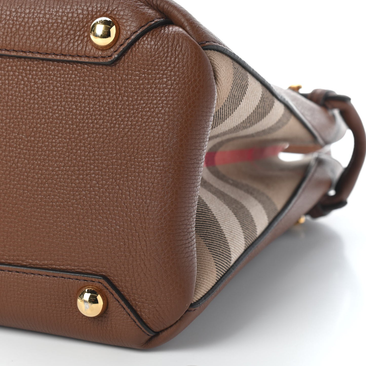 Grainy Calfskin House Check Medium Banner Tote Tan