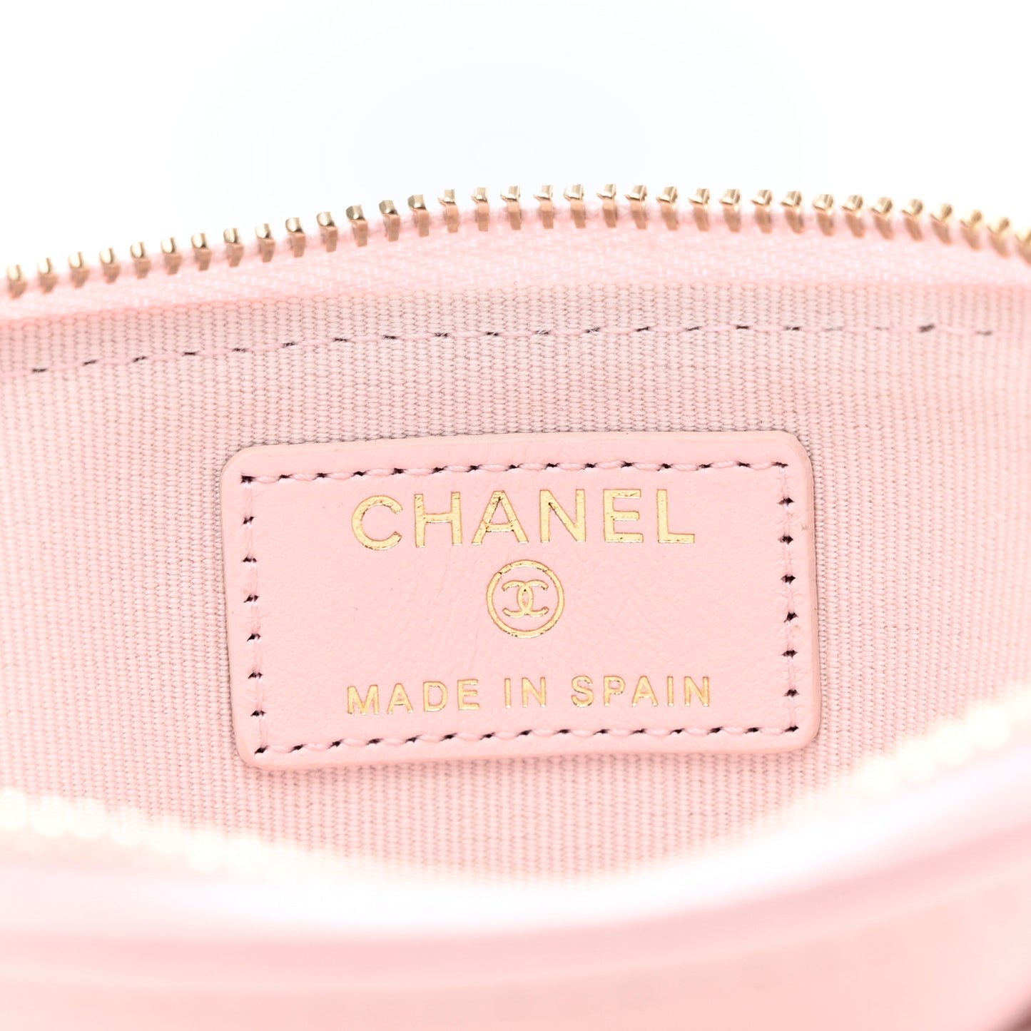 Caviar Quilted Crystal Zip Card Holder Wallet Light Pink