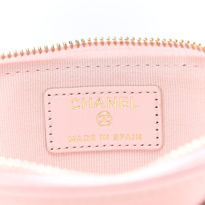 Chanel Caviar Quilted Crystal Zip Card Holder Wallet Light Pink 6 of 7