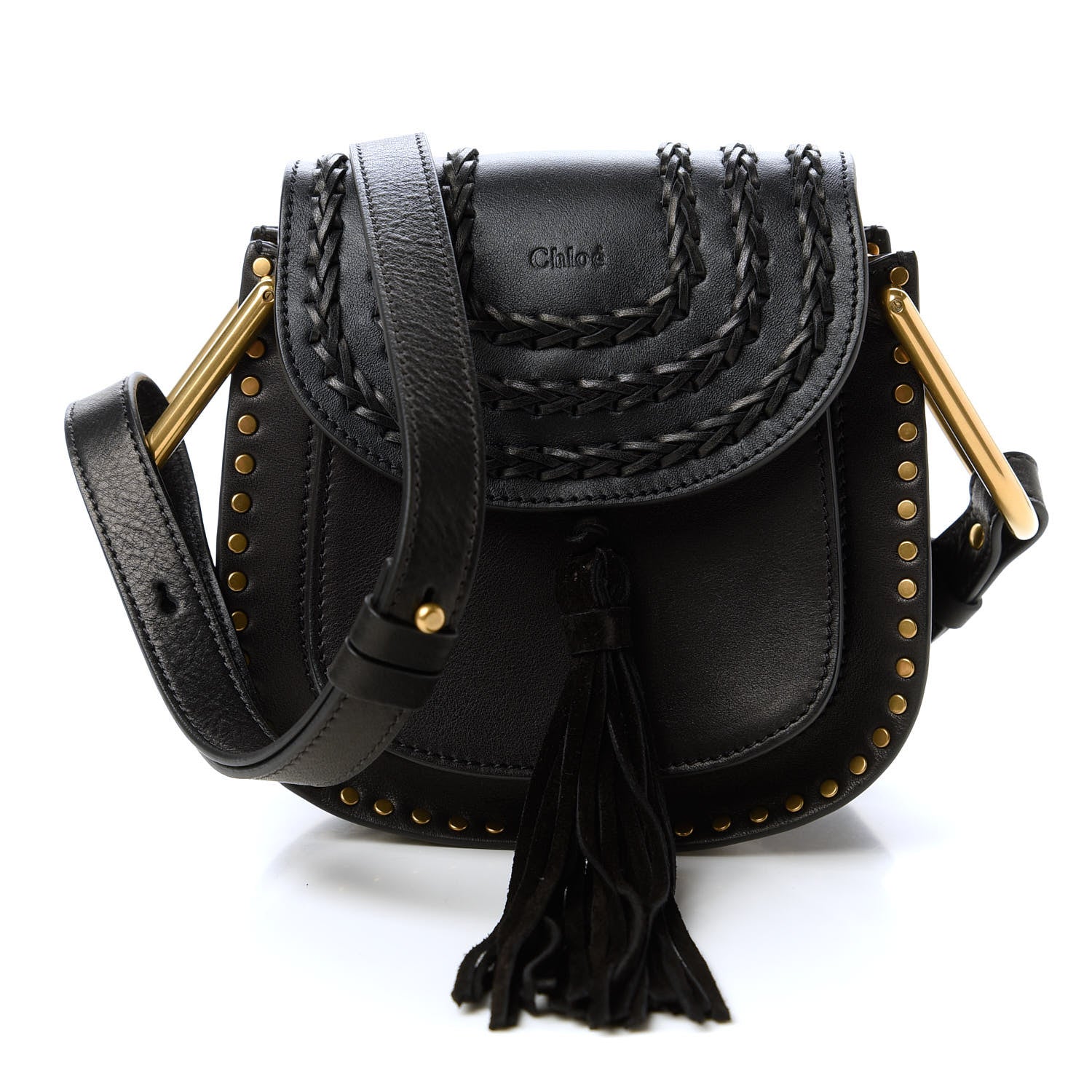 Chloe Calfskin Braided Mini Hudson Shoulder Bag Black 1 of 9