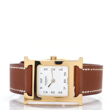 Hermes Stainless Steel Barenia 21mm Heure H Hour Quartz Watch Fauve 2 of 5