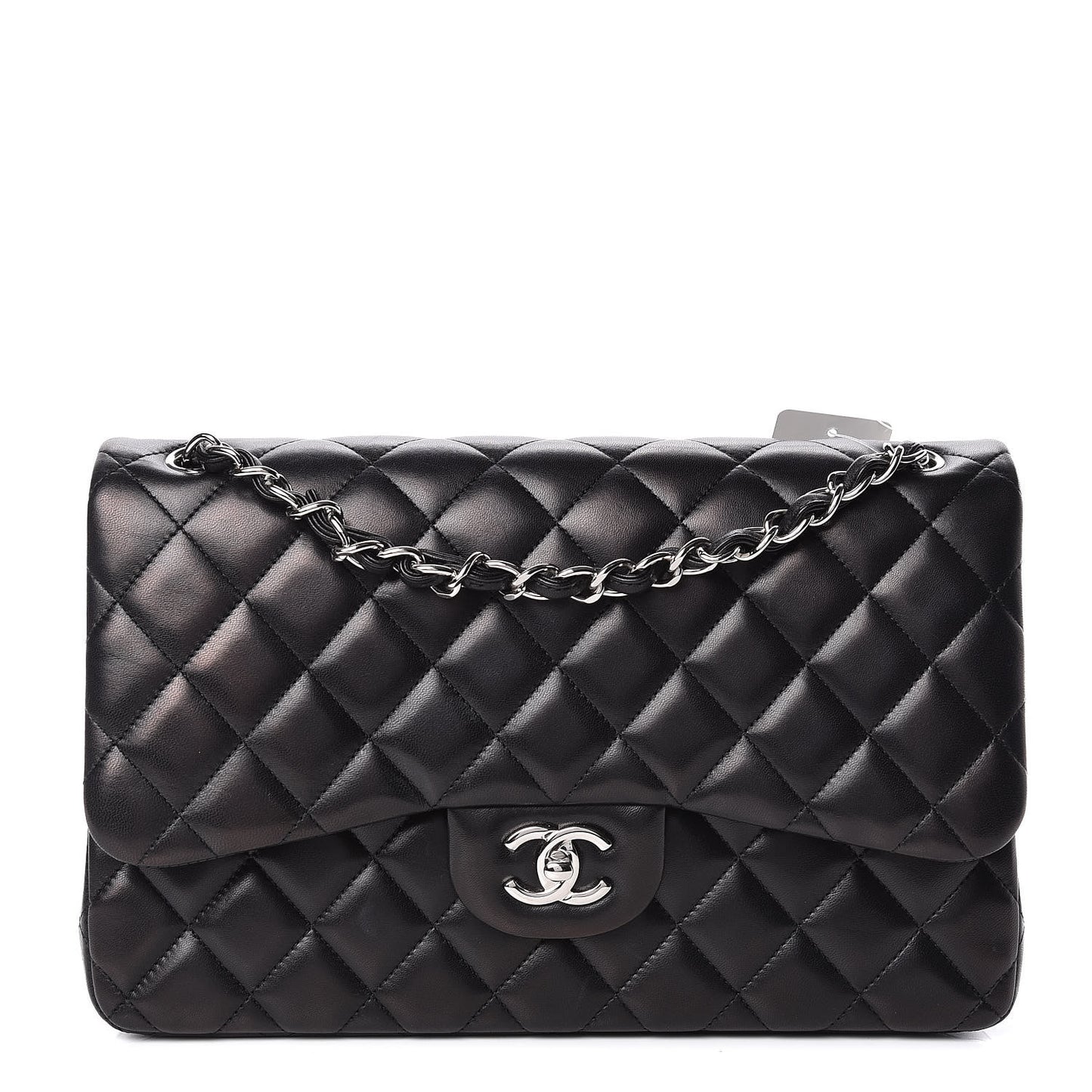 Lambskin Quilted Jumbo Double Flap Black