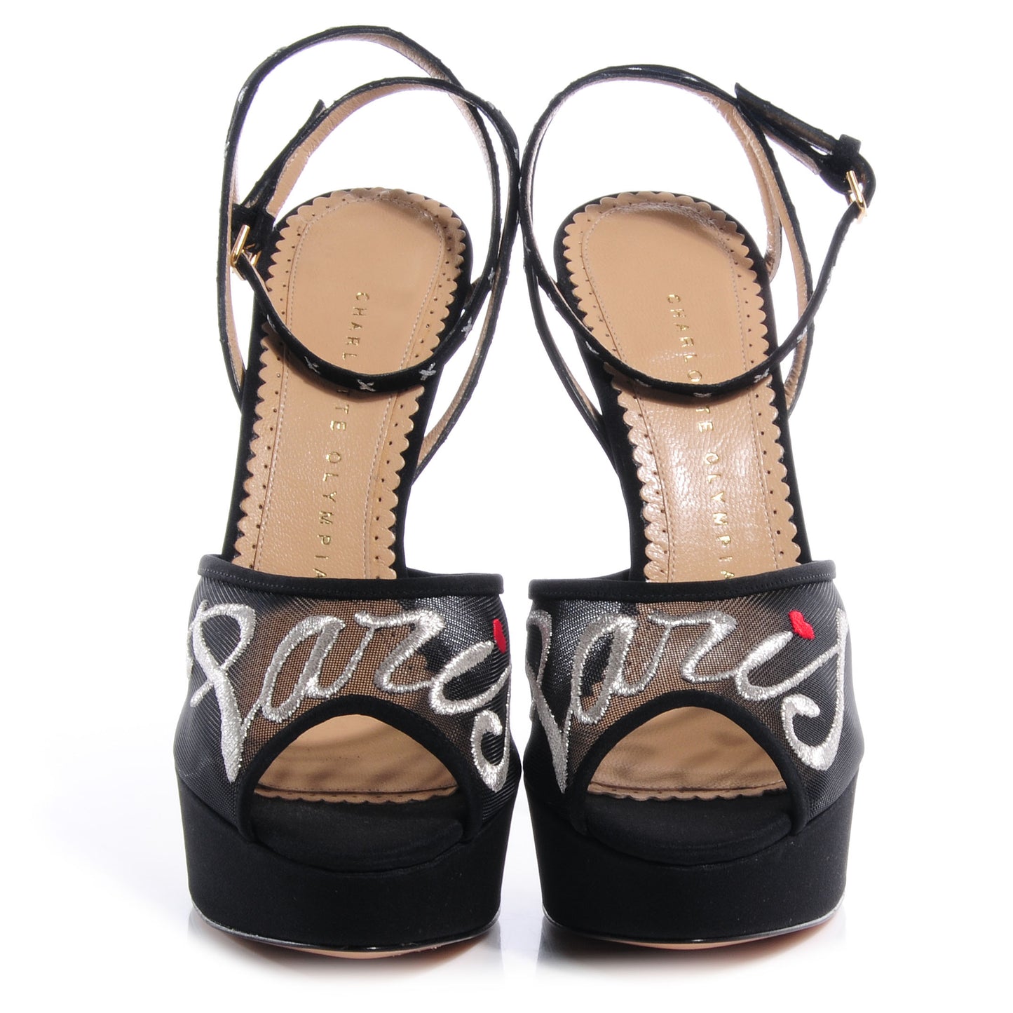 CHARLOTTEOLYMPIACrepeSatinParisAnkleStrapPlatformSandals38Black