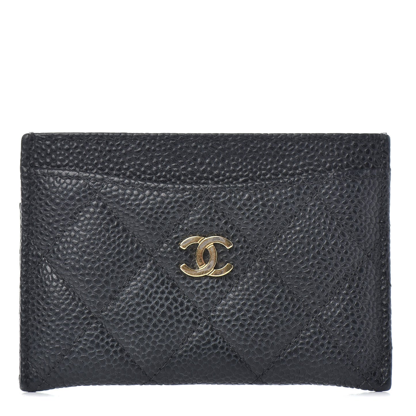 Caviar Quilted Card Holder Black
