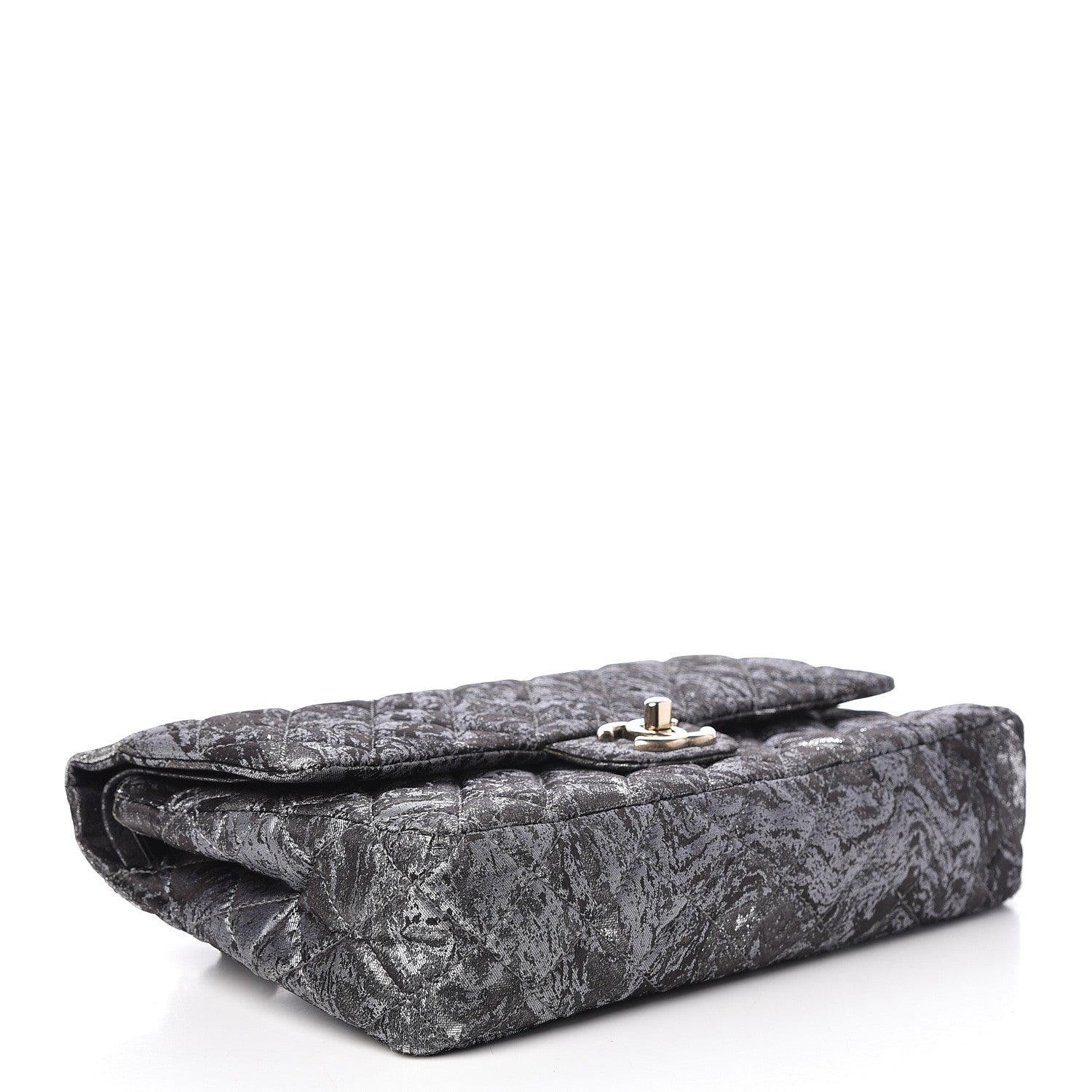 Chanel Metallic Brocade Quilted Medium Double Flap Dark Grey 4 of 11