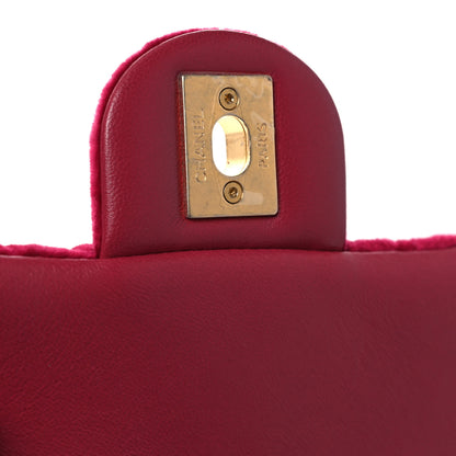 Chanel Velvet Camellia Embossed Mini Square Flap Fushia 10 of 11