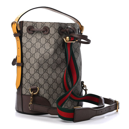 Gucci GG Supreme Monogram Neo Vintage Drawstring Bucket Backpack Beige New Acero Crop 2 of 4