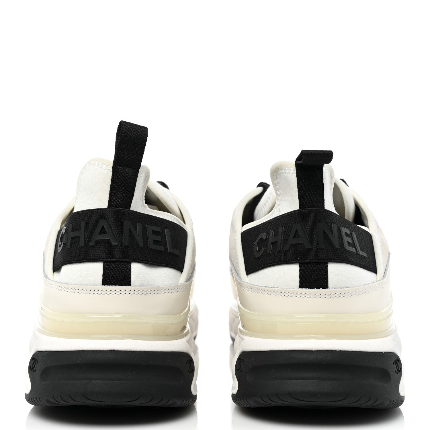 Chanel Velvet Calfskin Mixed Fibers Mens CC Sneakers 46 Ivory Black 4 of 12