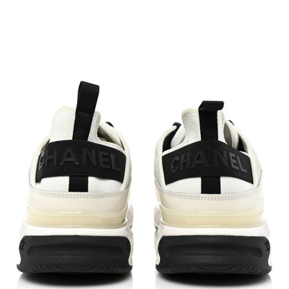 Chanel Velvet Calfskin Mixed Fibers Mens CC Sneakers 46 Ivory Black 4 of 12
