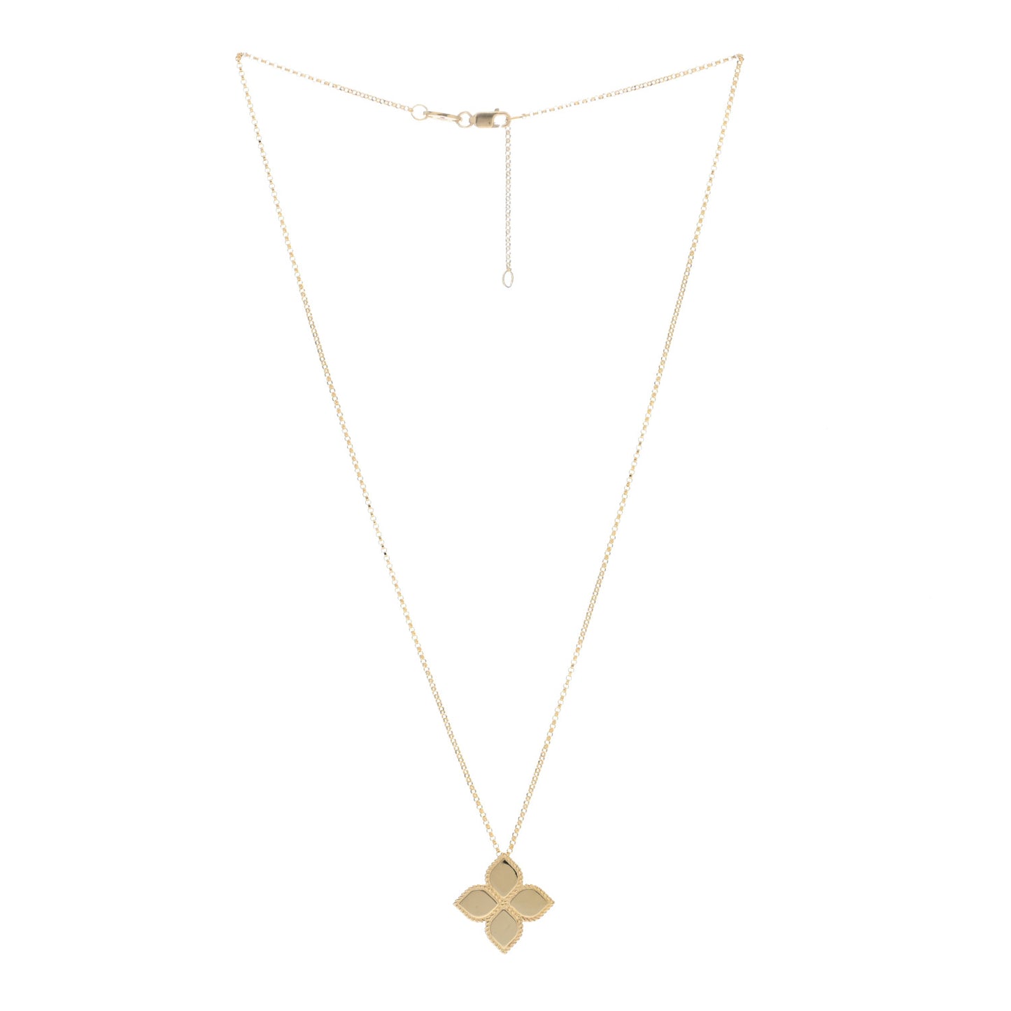 18K Yellow Gold Medium Princess Flower Pendant Necklace
