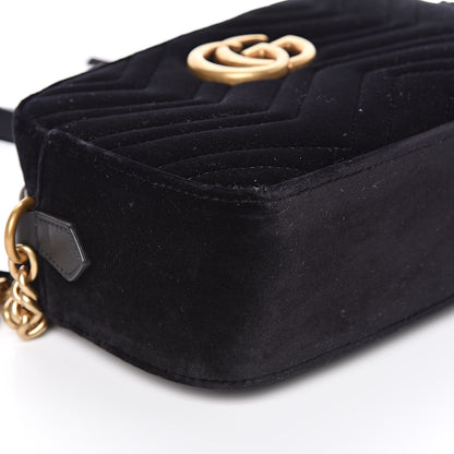 Gucci Velvet Matelasse Small GG Marmont Chain Shoulder Bag Black 8 of 10