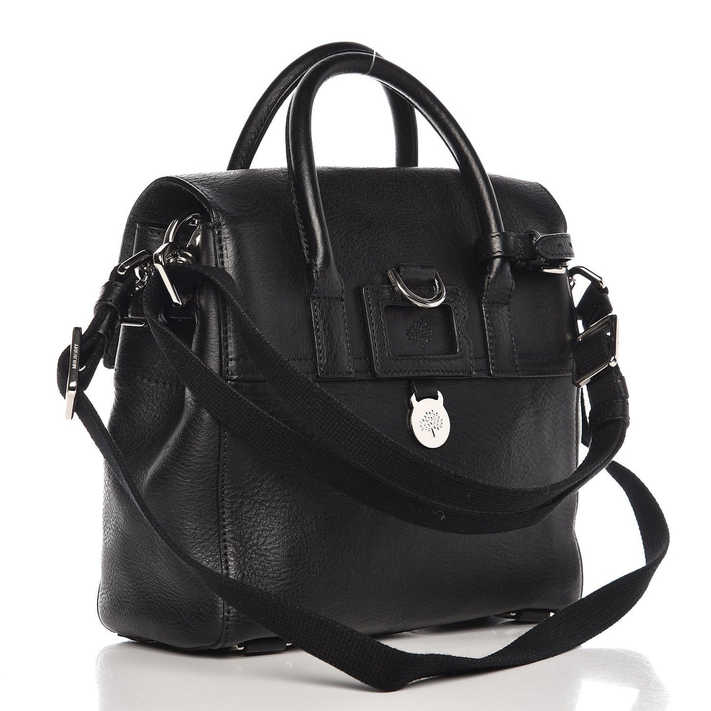 Natural Leather Mini Cara Delevingne Convertible Satchel Black