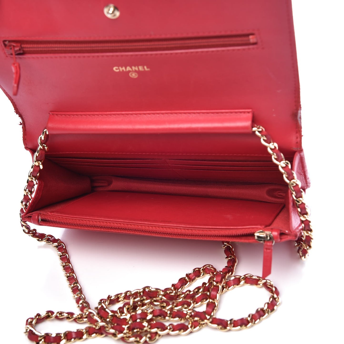 Lambskin Quilted Boy Wallet On Chain WOC Red