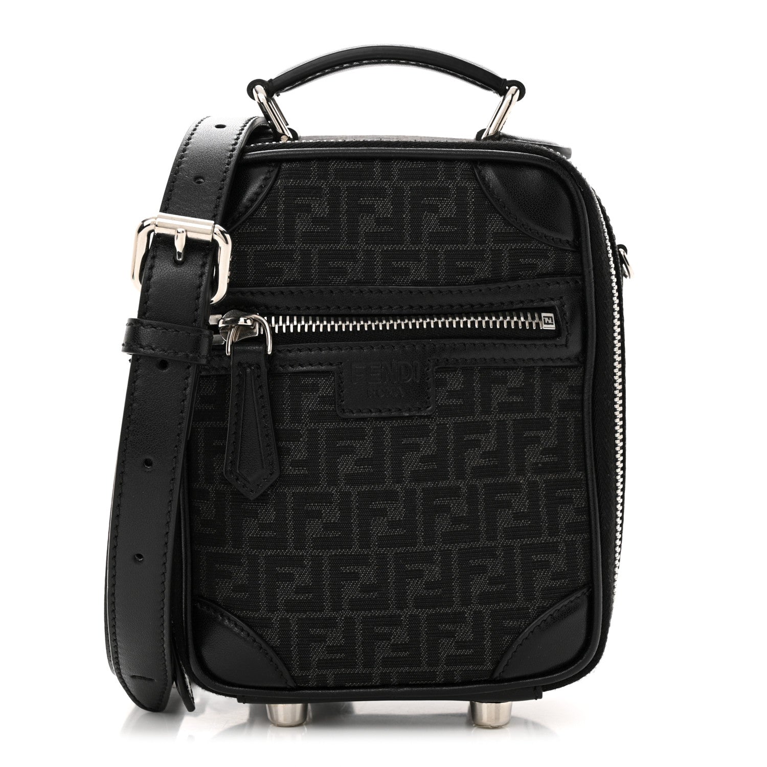 Fendi Recycled Fabric Jacquard Vitello Astro Micro FF Mini Trolley Bag Asfalto Black 1 of 13