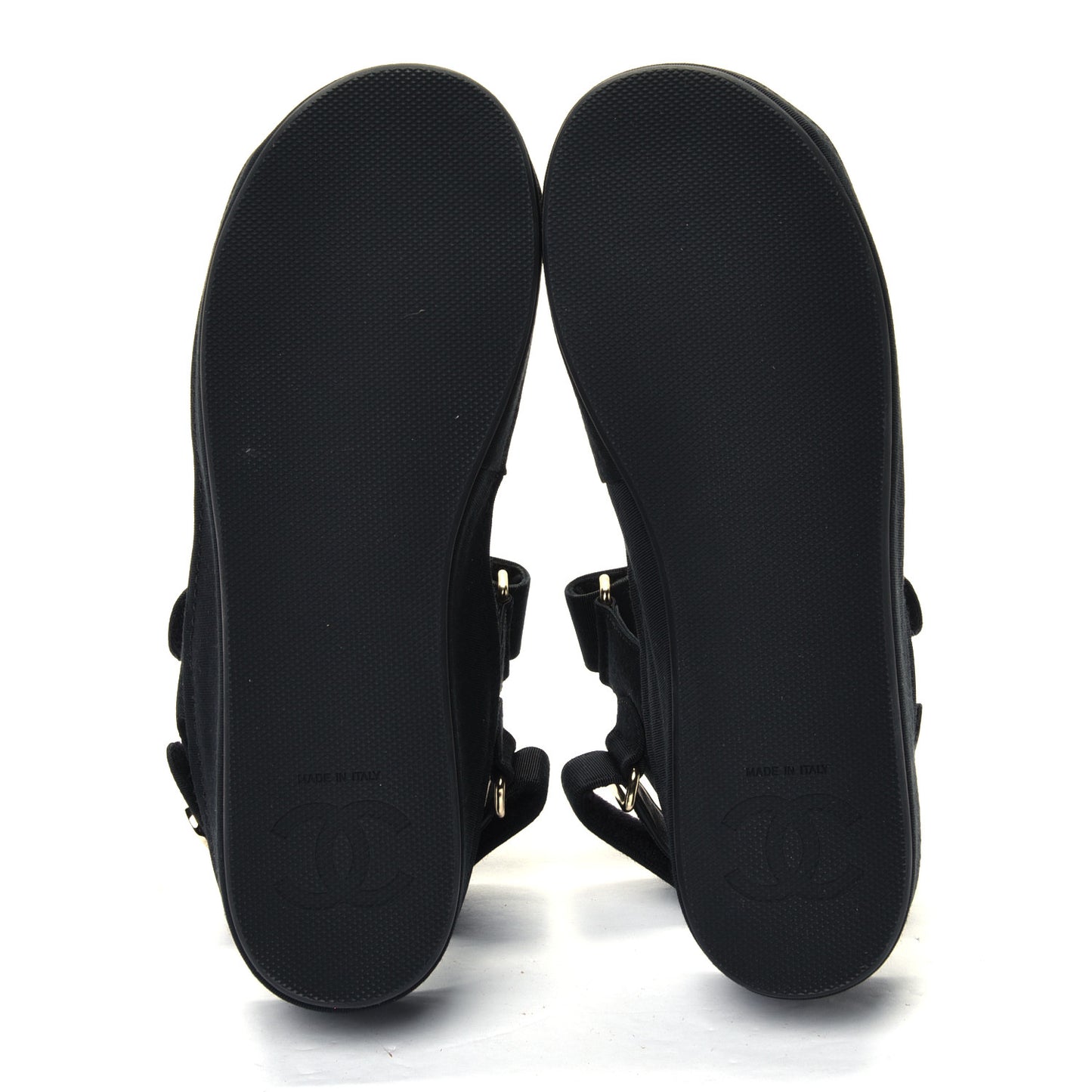 Grosgrain Crystal Logo Platform Sandals 35 Black
