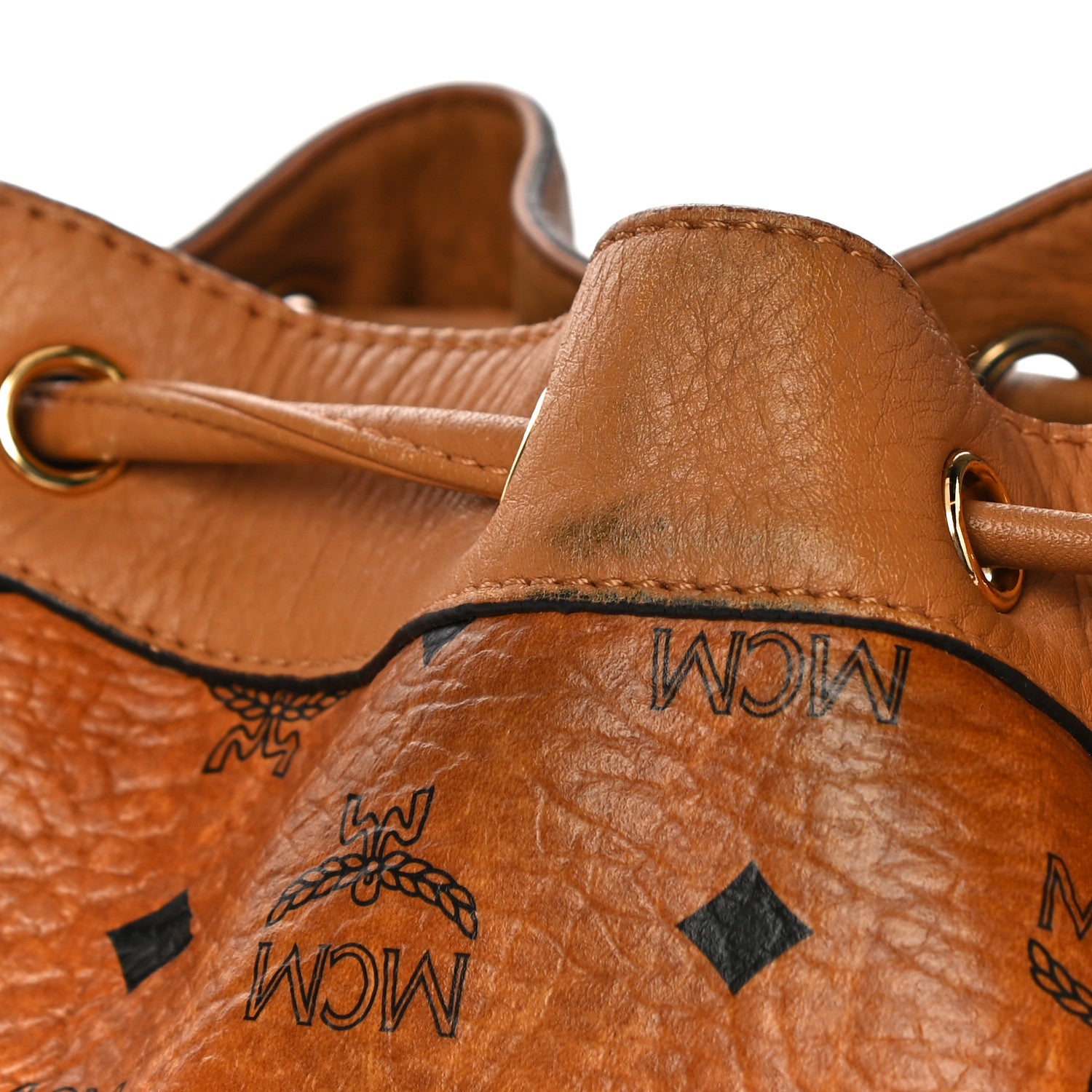 MCM Visetos Essential Drawstring Bucket Bag Cognac 13 of 21