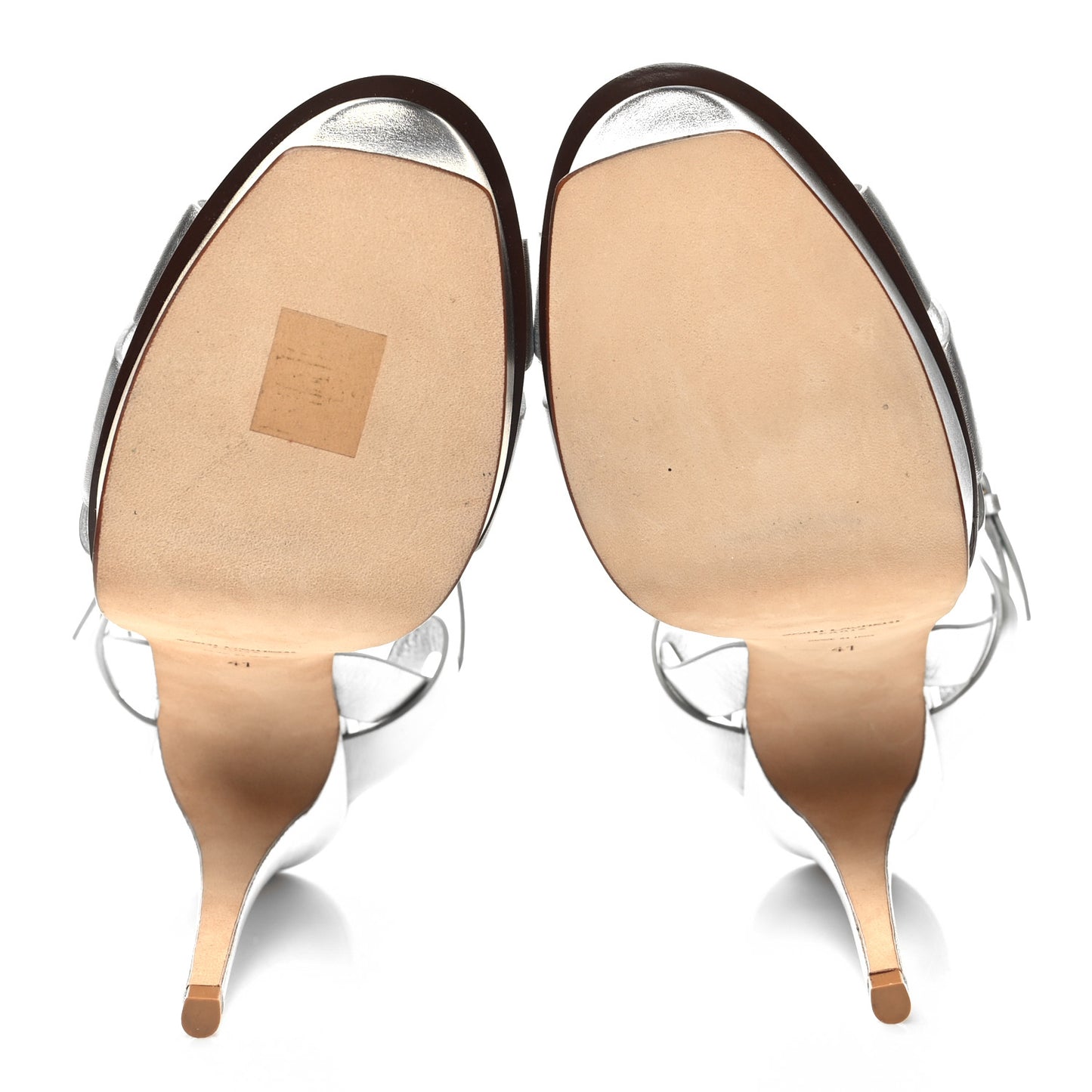 Metallic Calfskin Tribute 105 Platform Sandals 41 Silver
