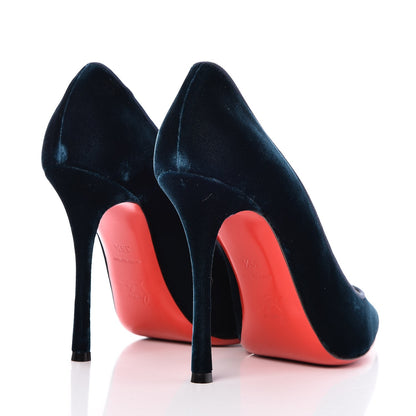Christian Louboutin Velvet Decoltish 100 Pumps 39.5 Petrol 4 of 8