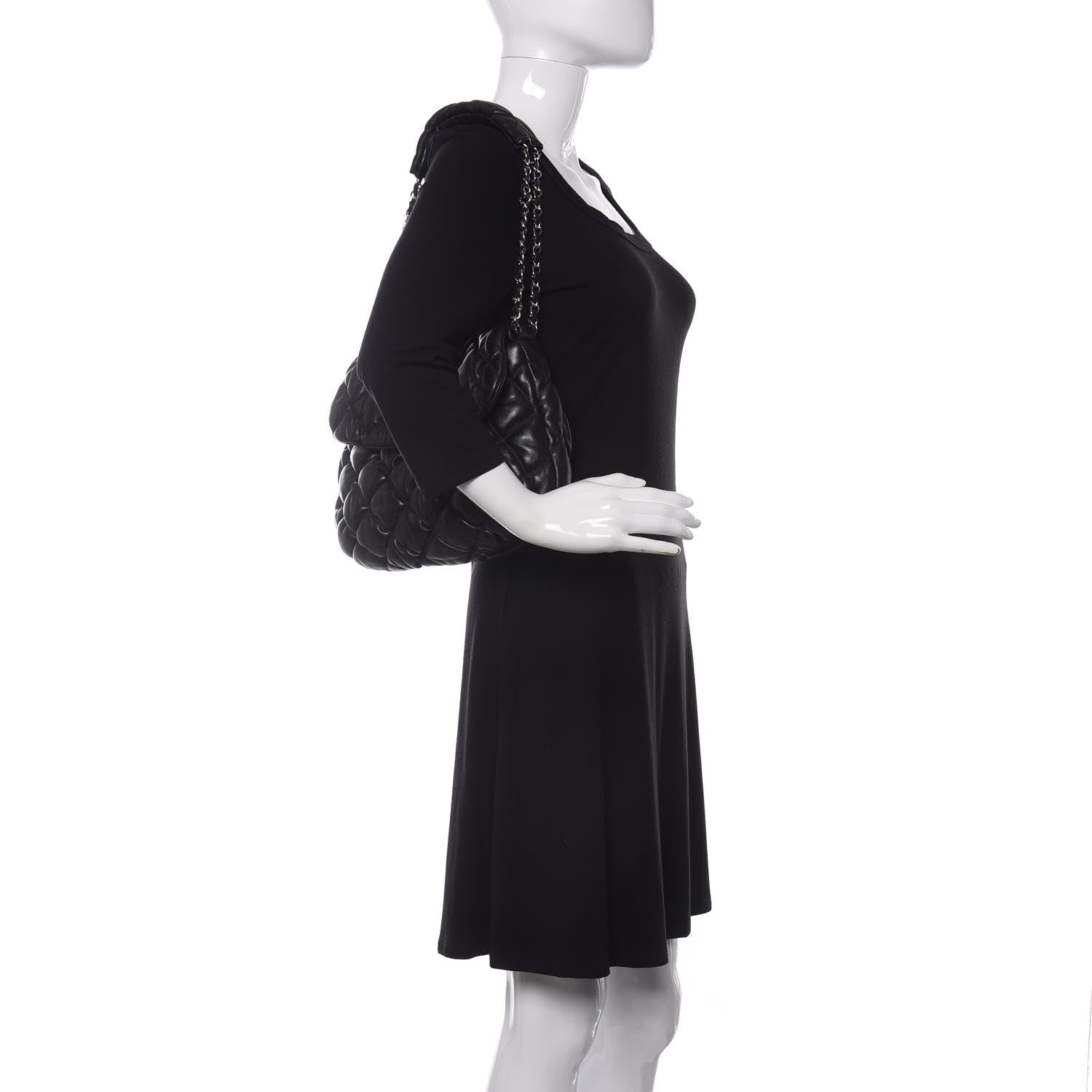 Chanel Lambskin Bubble Quilt Flap Bag Black 2 of 10