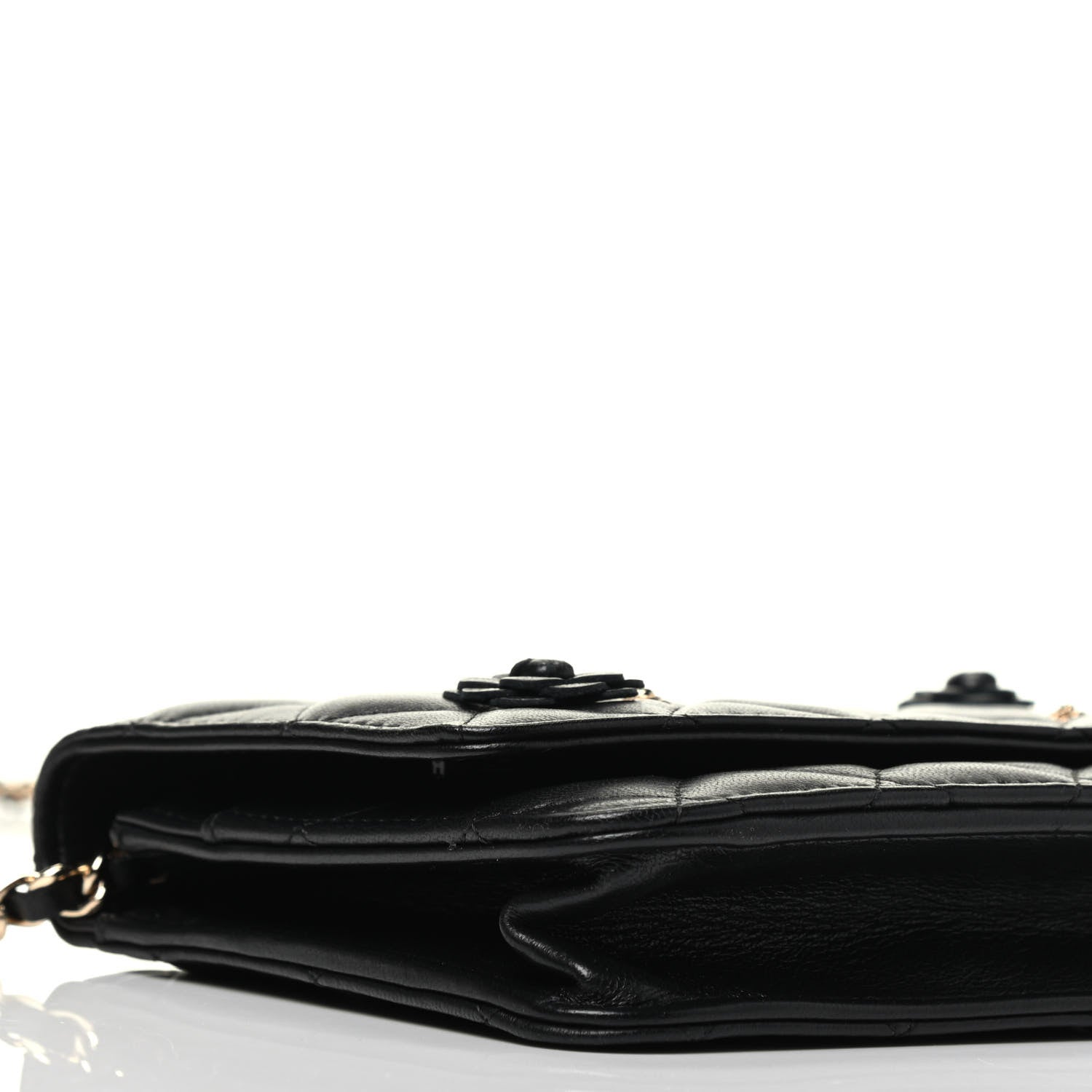 Chanel Lambskin Camellia Wallet on Chain WOC Black 9 of 10