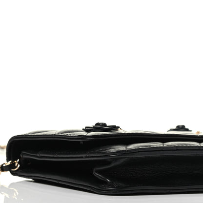 Chanel Lambskin Camellia Wallet on Chain WOC Black 9 of 10