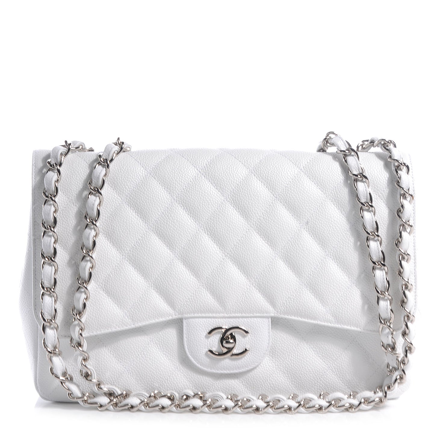 Caviar Jumbo Single Flap White