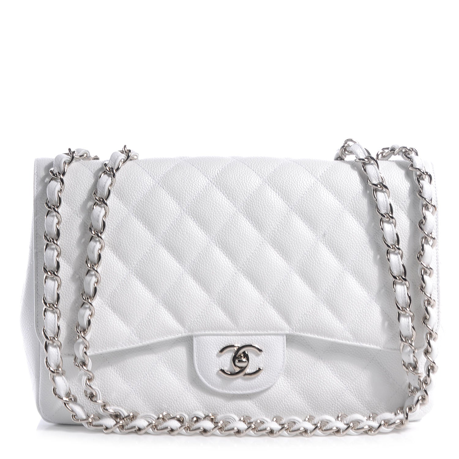 Chanel Caviar Jumbo Single Flap White 1 of 9