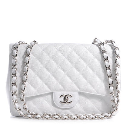 Chanel Caviar Jumbo Single Flap White 1 of 9