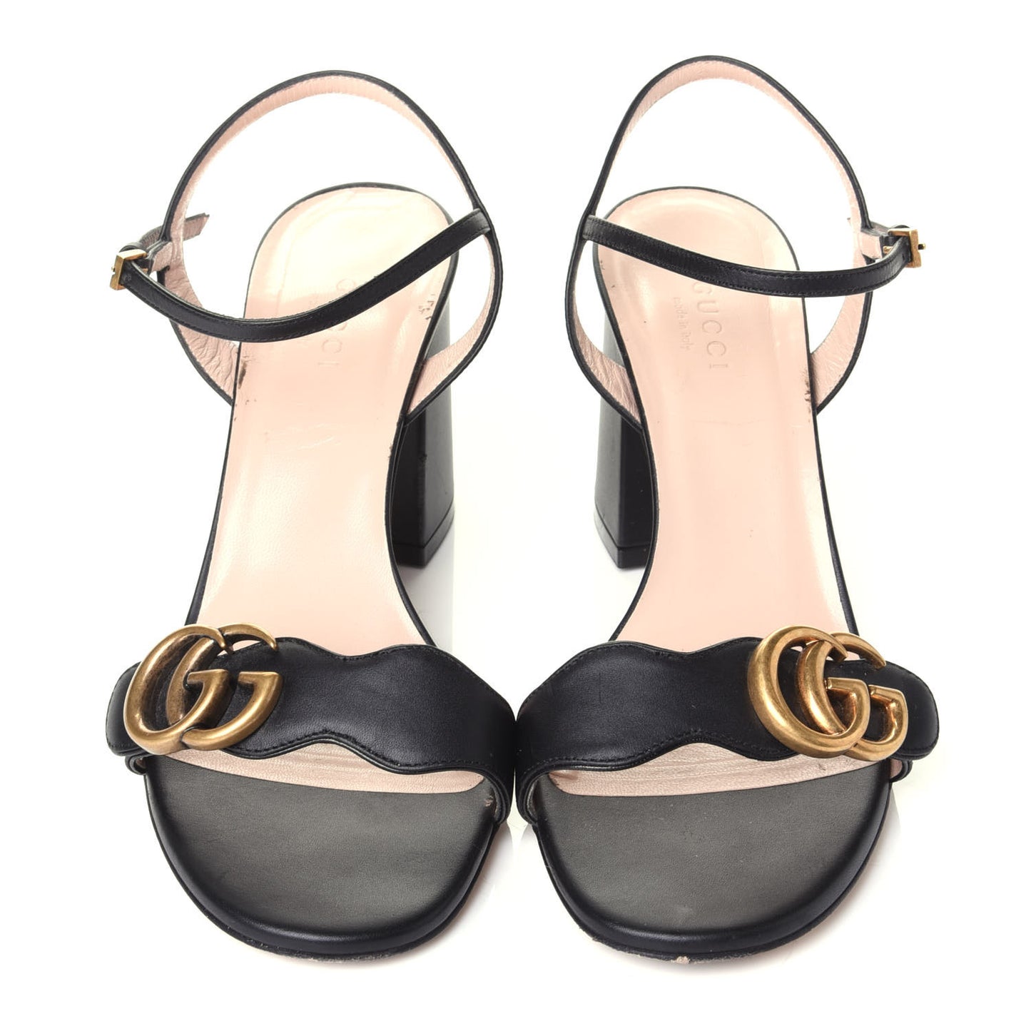 Lifford Calfskin GG Marmont Ankle Wrap 75mm Sandals 37.5 Black