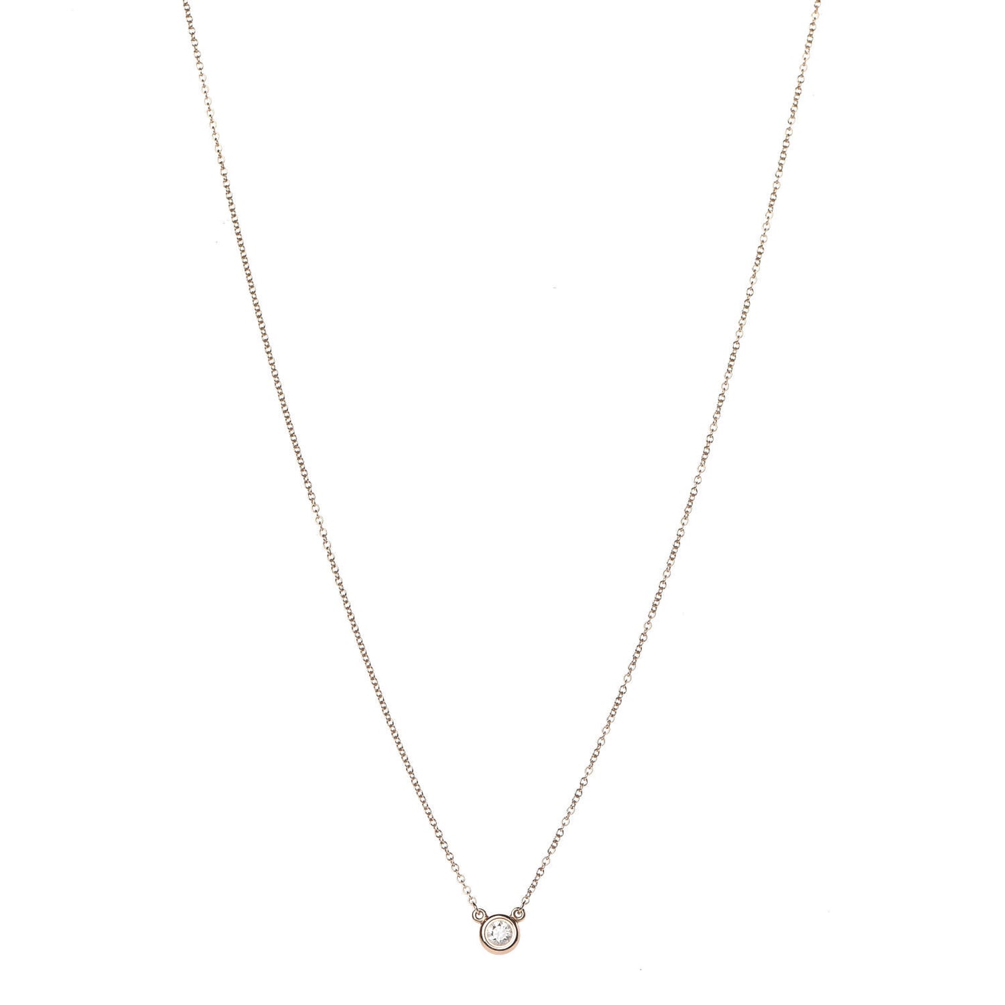 18K Rose Gold Diamond .17ct Elsa Peretti Diamonds by the Yard Pendant Necklace