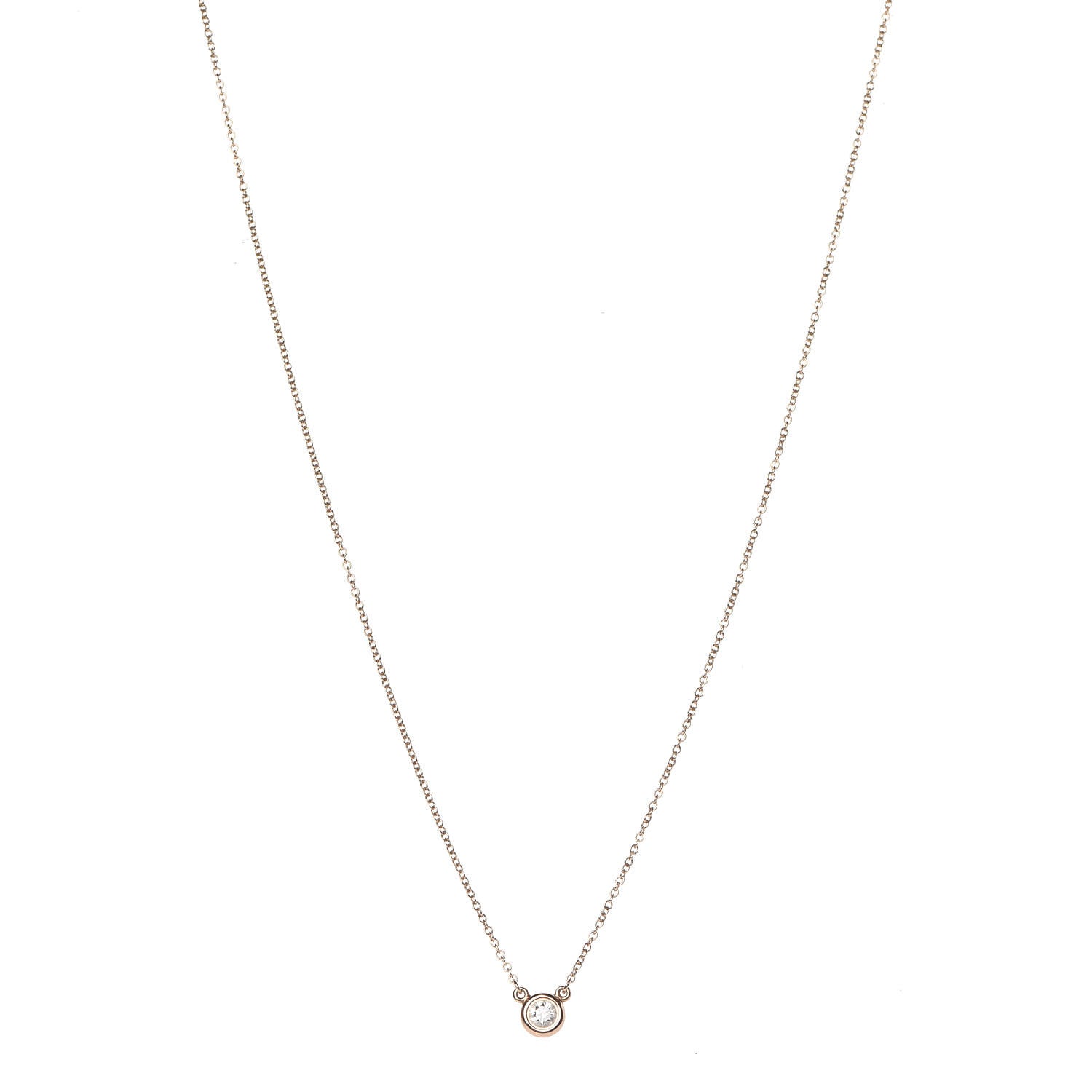 Tiffany 18K Rose Gold Diamond .17ct Elsa Peretti Diamonds by the Yard Pendant Necklace 1 of 9
