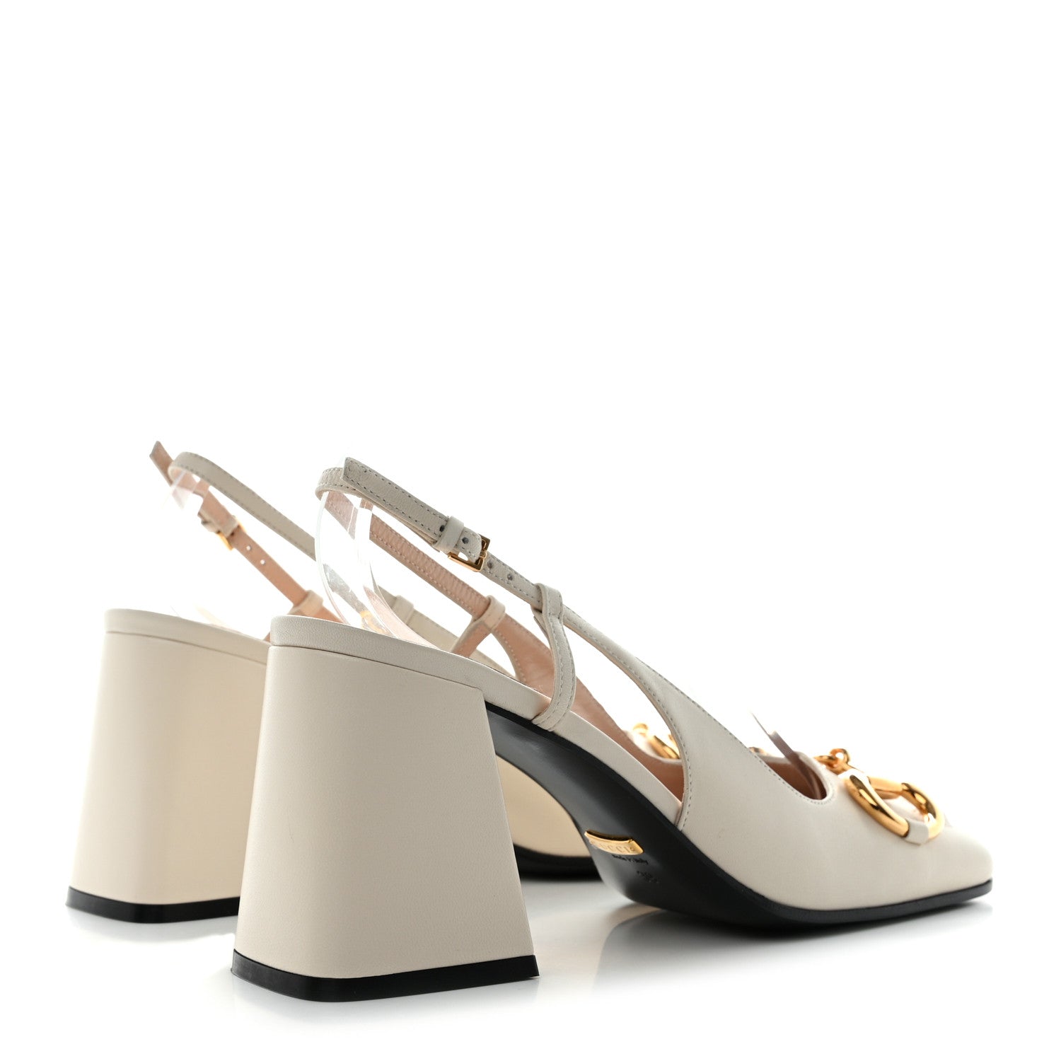Gucci Malaga Kid Horsebit 75mm Slingback Pumps 39 Mystic White 4 of 8