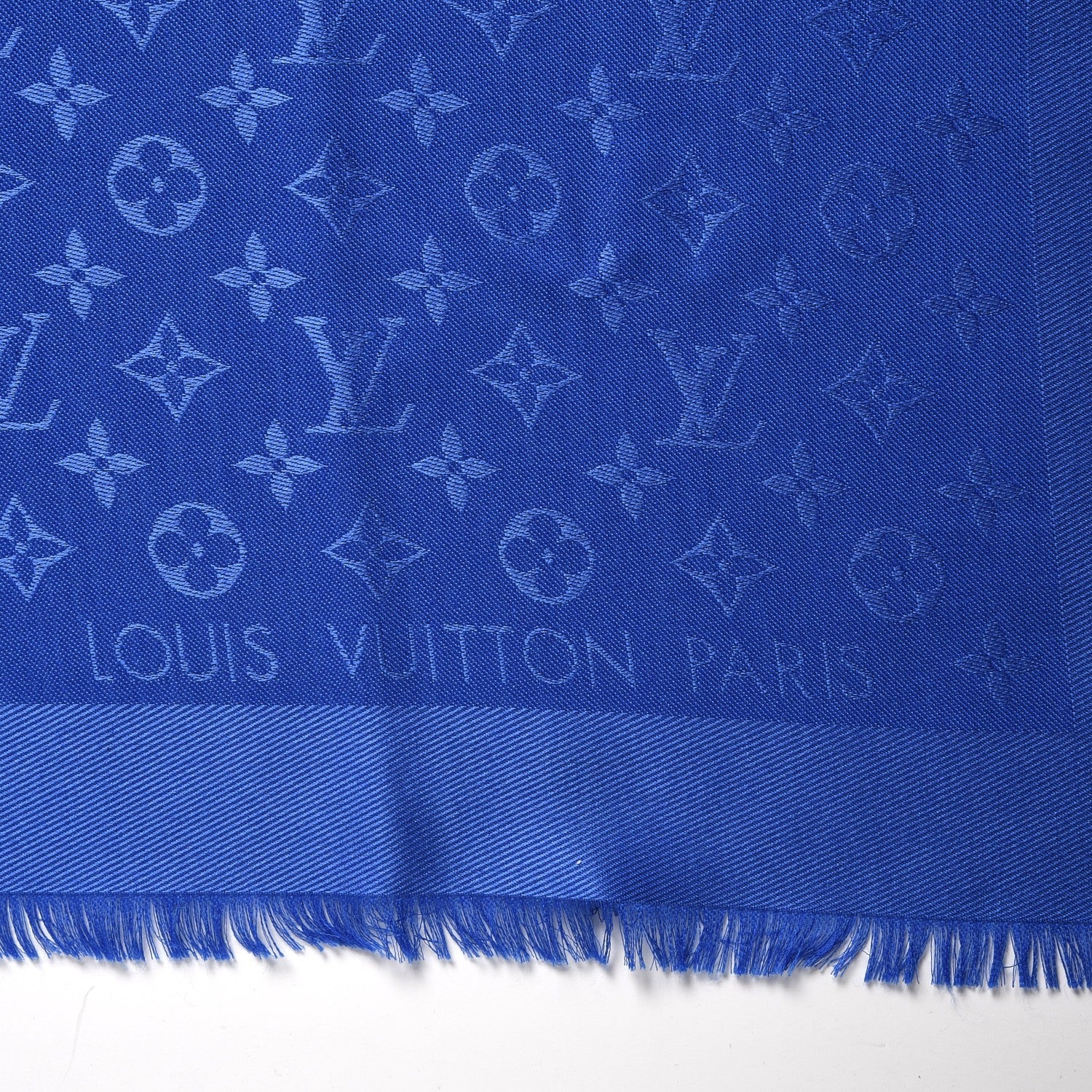 Louis Vuitton Wool Silk Monogram Shawl Blue 3 of 5