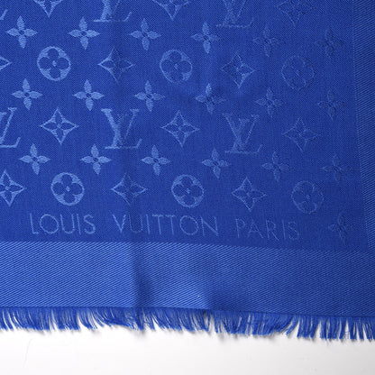 Louis Vuitton Wool Silk Monogram Shawl Blue 3 of 5